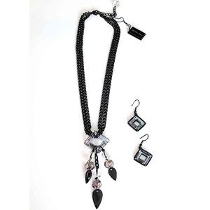 💞Fifth Avenue Collection 'Shimmer Glimmer' Black Chain Crystal Necklace Earring